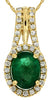1.44CT DIAMOND & AAA EMERALD 14KT YELLOW GOLD OVAL & ROUND HALO FLOATING PENDANT