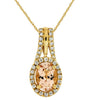 ESTATE 1.24CT DIAMOND & AAA MORGANITE 14KT YELLOW GOLD OVAL & ROUND HALO PENDANT