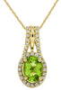 1.49CT DIAMOND & AAA PERIDOT 14K YELLOW GOLD CLASSIC OVAL HALO FLOATING PENDANT