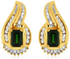 3.0CT DIAMOND & AAA GREEN GARNET 14K YELLOW GOLD TEAR DROP STUD HANGING EARRINGS
