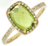ESTATE 2.14CT DIAMOND & AAA PERIDOT 14KT YELLOW GOLD 3D CUSHION & ROUND FUN RING
