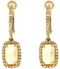 2.11CT DIAMOND & AAA CITRINE 14K YELLOW GOLD 3D CUSHION & ROUND HANGING EARRINGS