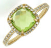 1.75CT DIAMOND & AAA PERIDOT 14KT YELLOW GOLD 3D CUSHION & ROUND SQUARE FUN RING