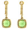 2.35CT DIAMOND & AAA PERIDOT 14K YELLOW GOLD ROUND CUSHION HALO HANGING EARRINGS