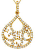 .45CT DIAMOND 14KT YELLOW GOLD TEAR DROP OPEN FILIGREE HERSHEY KISS LOVE PENDANT
