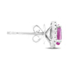 ESTATE 1.93CT DIAMOND & AAA PINK SAPPHIRE 18K WHITE GOLD OVAL HALO STUD EARRINGS