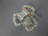 ESTATE LARGE 1.44CT DIAMOND 18KT WHITE GOLD 3D ROUND & PRINCESS FLOWER BOW RING