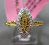 ESTATE .37CT WHITE & INTENSE YELLOW DIAMOND 18KT TWO TONE GOLD 3D MARQUISE RING