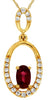 ESTATE .35CT DIAMOND & AAA RUBY 14K YELLOW GOLD 3D OVAL & ROUND FLOATING PENDANT