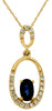 .40CT DIAMOND & AAA SAPPHIRE 14KT YELLOW GOLD DOUBLE OVAL FUN FLOATING PENDANT