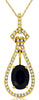 1.62CT DIAMOND & AAA SAPPHIRE 14KT YELLOW GOLD 3D OVAL & ROUND FLOATING PENDANT