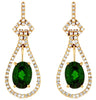 2.24CT DIAMOND & AAA RUSSALITE 14KT YELLOW GOLD OVAL TEAR DROP HANGING EARRINGS