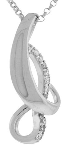 ESTATE .08CT ROUND DIAMOND 14KT WHITE GOLD 3D CLASSIC LOVE KNOT FLOATING PENDANT