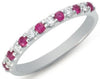 .45CT DIAMOND & AAA RUBY 14KT WHITE GOLD ROUND SHARED PRONG SEMI ETERNITY RING