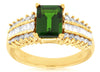 ESTATE 2.1CT DIAMOND & AAA RUSSALITE 14K YELLOW GOLD EMERALD CUT ENGAGEMENT RING