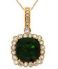 LARGE 3.57CT DIAMOND & AAA RUSSALITE 14KT YELLOW GOLD 3D CUSHION FLOWER PENDANT