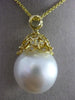 ESTATE MASSIVE .10CT DIAMOND 18K YELLOW GOLD SOUTH SEA PEARL BUTTERFLY PENDANT