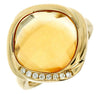 ESTATE 11.07CT DIAMOND & AAA CITRINE 14K YELLOW GOLD BEZEL ROUND SQUARE FUN RING