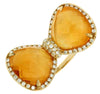 ESTATE 9.50CT DIAMOND & AAA CITRINE 14KT WHITE GOLD 3D BOW FUN RING