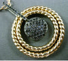 ESTATE LARGE .80CT BLACK DIAMOND 18KT ROSE & BLACK GOLD CIRCULAR ROPE PENDANT