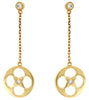ESTATE 0.09CT DIAMOND 14KT YELLOW GOLD 3D ETOILE FLOWER STAR HANGING EARRINGS