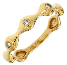 .12CT DIAMOND 14KT YELLOW GOLD 3D ETOILE BAMBOO 3/4TH ETERNITY ANNIVERSARY RING