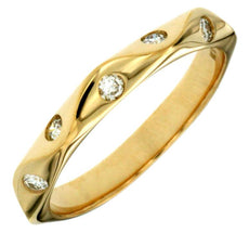 ESTATE .17CT DIAMOND 14KT YELLOW GOLD 3D ETOILE MULTI WAVE FUN ANNIVERSARY RING