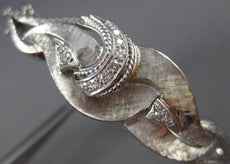 ANTIQUE WIDE .22CT OLD MINE DIAMOND 14KT WHITE GOLD SWIRL BANGLE BRACELET #22146