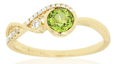 .70CT DIAMOND & AAA PERIDOT 14KT YELLOW GOLD ROUND SEMI BEZEL INFINITY FUN RING