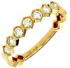 ESTATE .42CT DIAMOND 14KT YELLOW GOLD 3D 7 STONE BEZEL HEXAGON ANNIVERSARY RING
