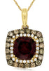 1.53CT WHITE & MOCHA DIAMOND & AAA RHODOLITE 14K YELLOW GOLD 3D FLOATING PENDANT