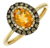 .93CT WHITE & MOCHA DIAMOND & AAA CITRINE 14KT YELLOW GOLD OVAL DOUBLE HALO RING
