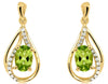 1.0CT DIAMOND & AAA PERIDOT 14KT YELLOW GOLD 3D OVAL TEAR DROP HANGING EARRINGS
