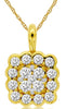 ESTATE 0.48CT DIAMOND 14KT YELLOW GOLD 3D CLUSTER FLOWER SQUARE FLOATING PENDANT