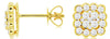 ESTATE 0.70CT DIAMOND 14KT YELLOW GOLD 3D CLUSTER FLOWER SQUARE STUD EARRINGS