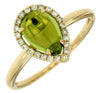 1.60CT DIAMOND & AAA PERIDOT 14K YELLOW GOLD PEAR SHAPE & ROUND CUSHION FUN RING