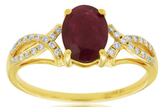 1.36CT DIAMOND & AAA RUBY 14KT YELLOW GOLD 3D OVAL & ROUND INFINITY LOVE RING