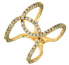 ESTATE WIDE .50CT DIAMOND 14K YELLOW GOLD LOVE KNOT MARQUISE SHAPE FUN LOVE RING