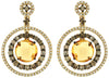ESTATE LARGE 5.86CT WHITE & MOCHA DIAMOND & AAA CITRINE 14K YELLOW GOLD EARRINGS