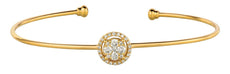 .32CT DIAMOND 14KT YELLOW GOLD 3D CLUSTER FLOWER HALO FLEXIBLE BANGLE BRACELET