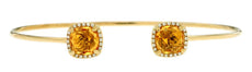 2.62CT DIAMOND & AAA CITRINE 14KT YELLOW GOLD CUSHION FLEXIBLE BANGLE BRACELET