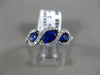 ESTATE 1.31CT DIAMOND & AAA SAPPHIRE 18K WHITE GOLD THREE STONE ANNIVERSARY RING