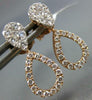 ESTATE .68CT DIAMOND 18KT ROSE GOLD 3D 2 IN 1 TEAR DROP STUD HANGING EARRINGS
