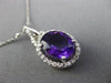 ESTATE LARGE 2.64CT DIAMOND & AMETHYST 14K WHITE GOLD OVAL HALO FLOATING PENDANT