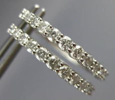 ESTATE 1.0CT DIAMOND 14K WHITE GOLD 3D SHARE PRONG HOOP EARRINGS