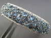 WIDE 20.44CT DIAMOND & AAA AQUAMARINE 18K WHITE GOLD 3D MULTI ROW CLUSTER BANGLE