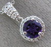 ESTATE 1.02CT DIAMOND & AAA AMETHYST 14KT WHITE GOLD 3D PAVE HALO ROUND PENDANT