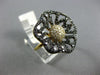 ESTATE LARGE 1.32CT WHITE & BLACK DIAMOND 14K YELLOW & BLACK GOLD 3D FLOWER RING