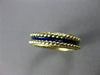 ESTATE 18K YELLOW GOLD 3D SOLID HANDCRAFTED BLUE ENAMEL WEDDING RING BAND #25515