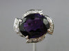 ESTATE LARGE 3.35CT DIAMOND & AMETHYST 18K WHITE GOLD 3D OVAL FLOWER RING #25402